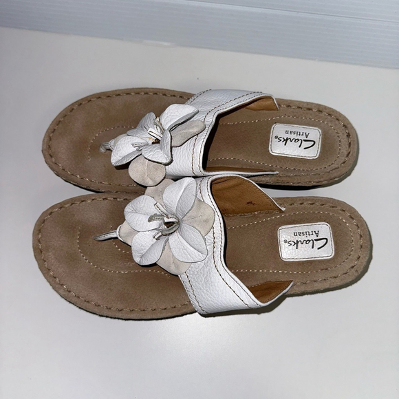 Clarks Artisan Flower Top Sandals LEATHER Clogs Mules Sandals Shoes Women SZ 11 - Picture 9 of 11